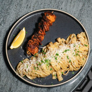 Jerk Salmon Fettuccine